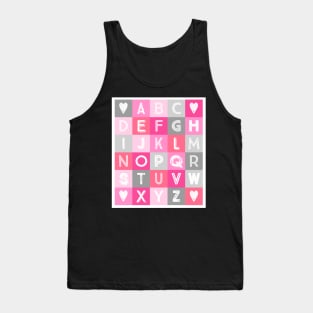 Pink grey Alphabet art decor pattern Tank Top